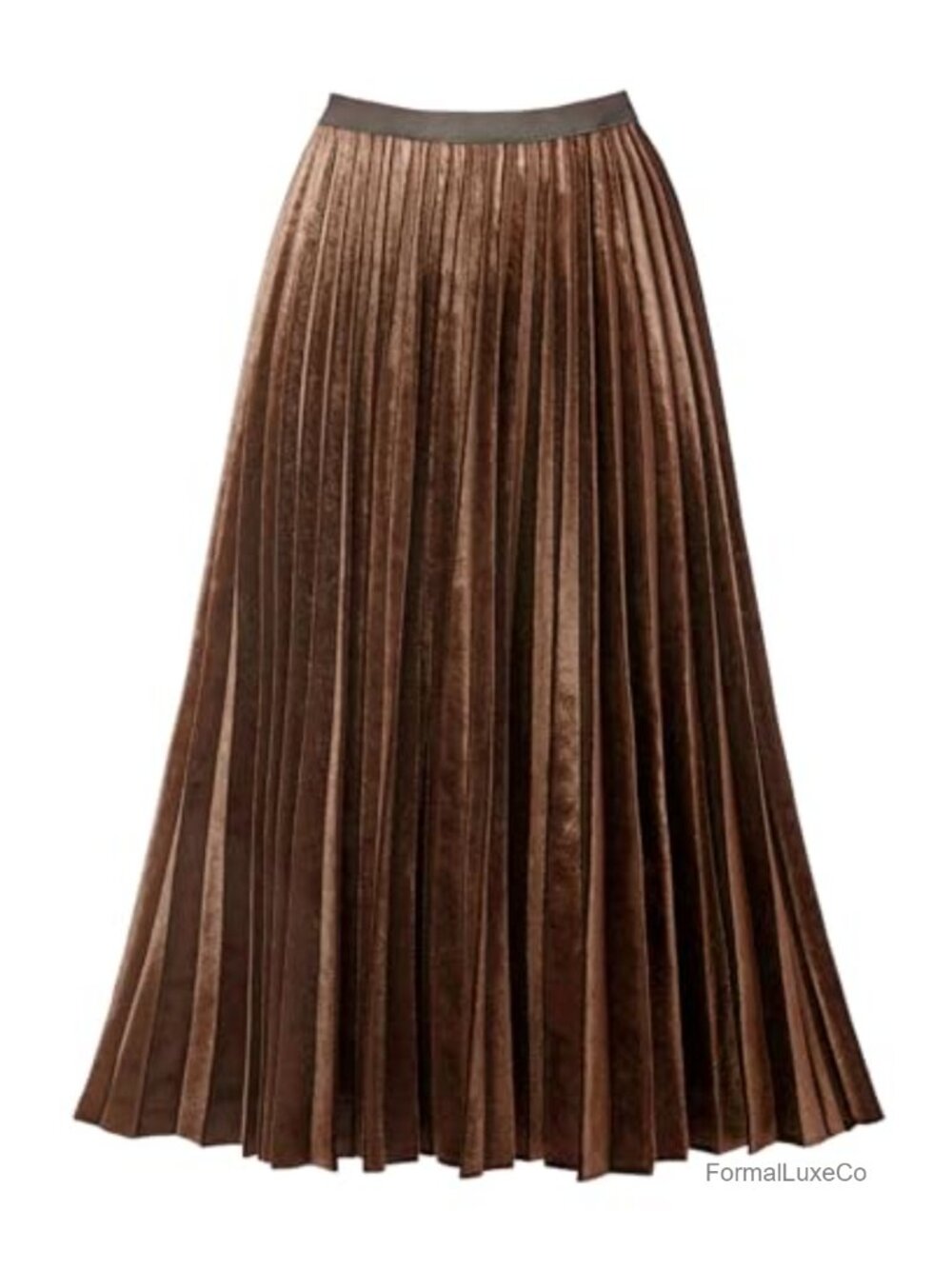 Pleated A-Line Swing Skirt High Elastic Waist Flared Hemline